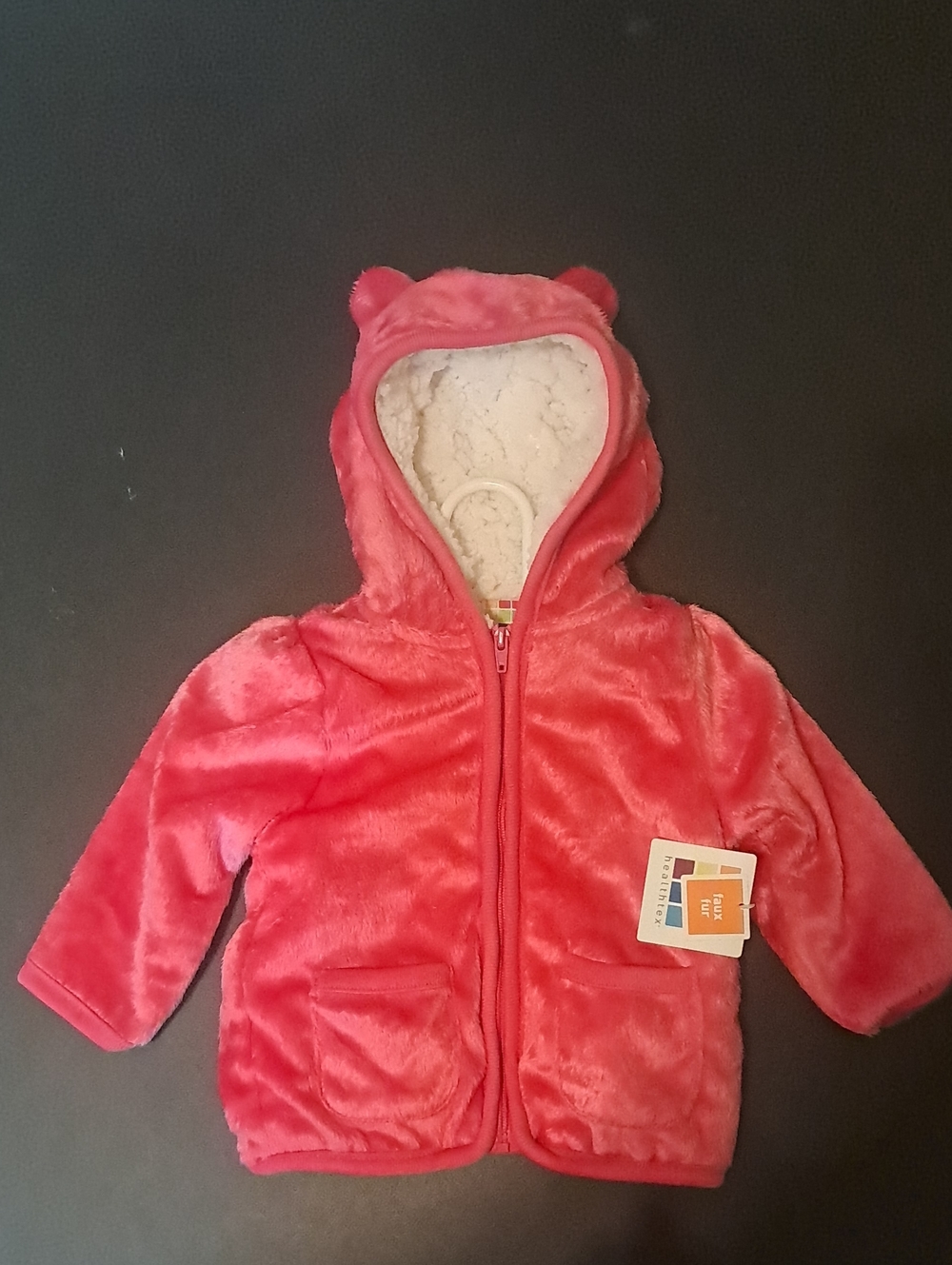 healthtex Coral Pink Plush Hooded Puffer Jacket with Ear Accents